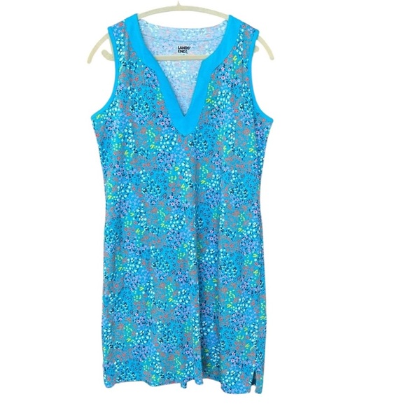Lands End Floral Print Sleeveless Shift Dress Medium - Picture 1 of 4